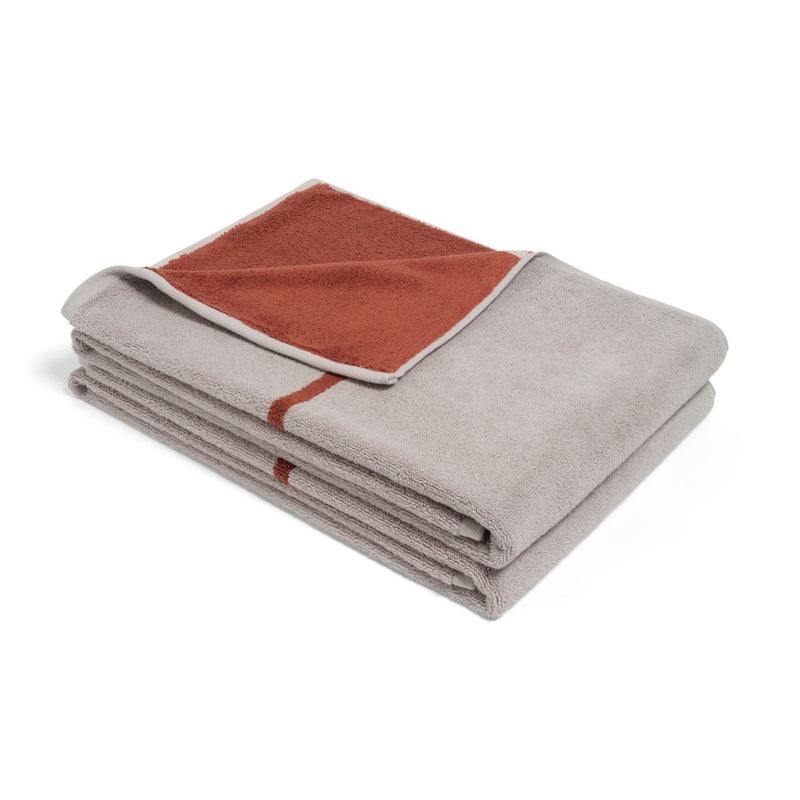 Bath Towel - Terracotta/Stone - Simple Stripe