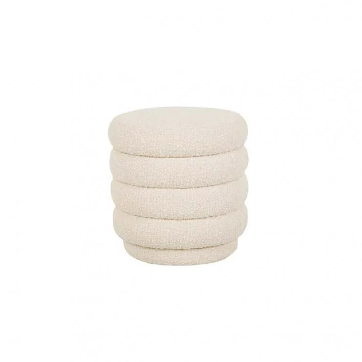 Kennedy Ribbed Round Ottoman - Boucle Beige