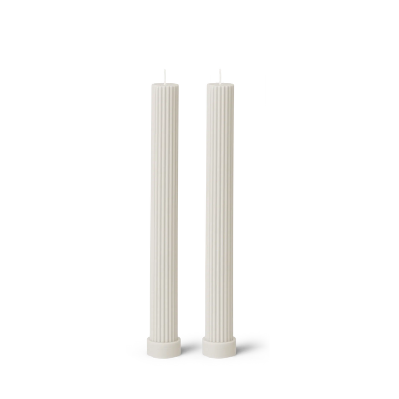 Column Pillar Candle Duo - Cream White