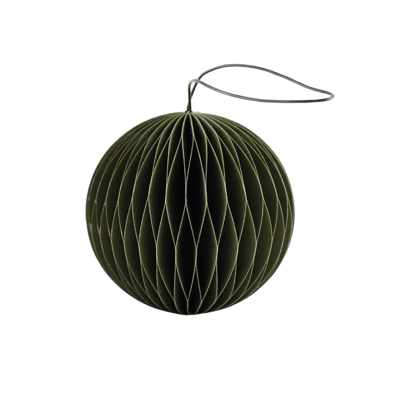 Olive Green Paper Sphere Ornament - H8.5cm