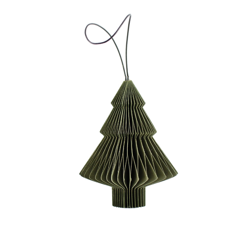 Olive Green Paper Tree Ornament - H10cm