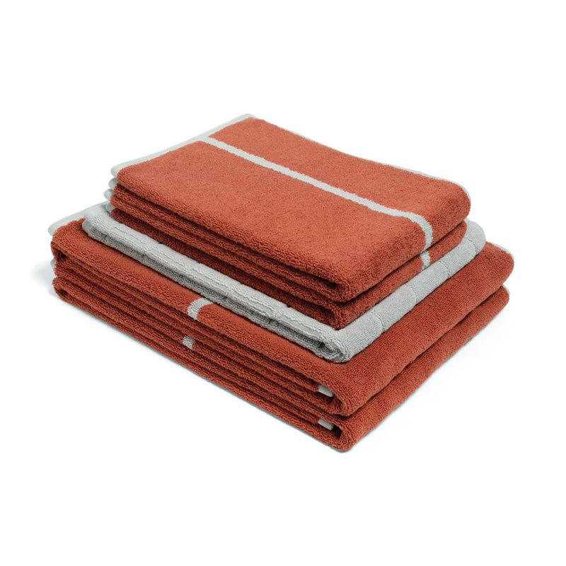 Bath Towel - Terracotta/Stone - Simple Stripe