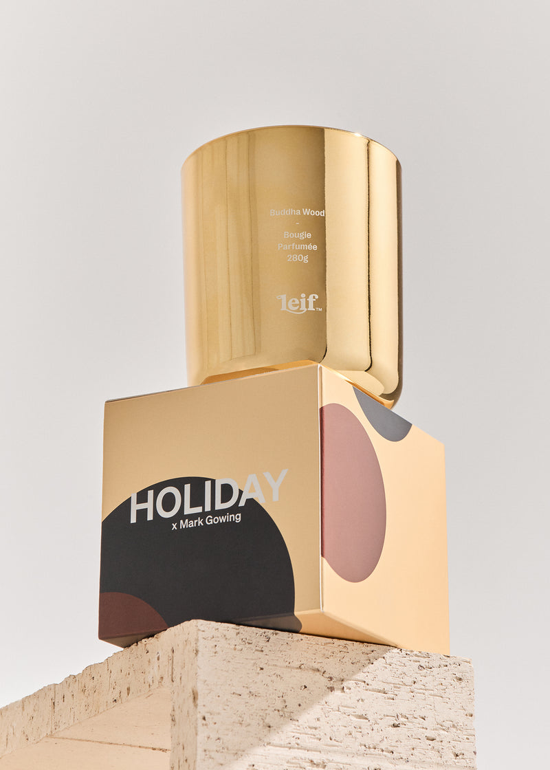Limited Edition Holiday Buddha Wood Gold Candle 280g