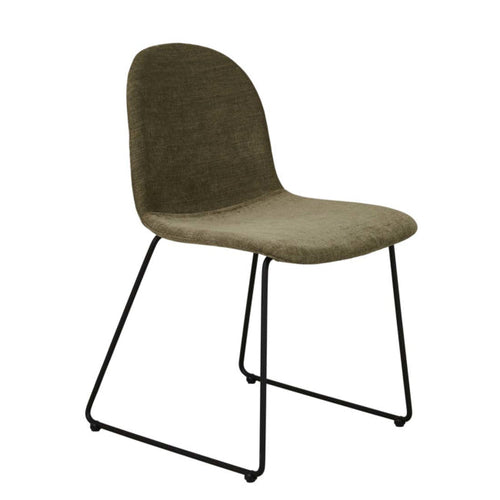 Smith Sleigh Dining Chair - Copeland Olive/Black Metal