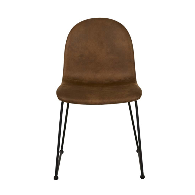 Smith Sleigh Dining Chair - Tan/Black Metal