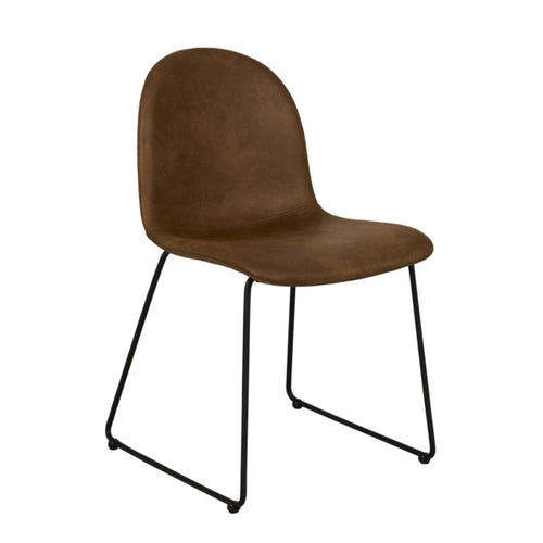 Smith Sleigh Dining Chair - Tan/Black Metal