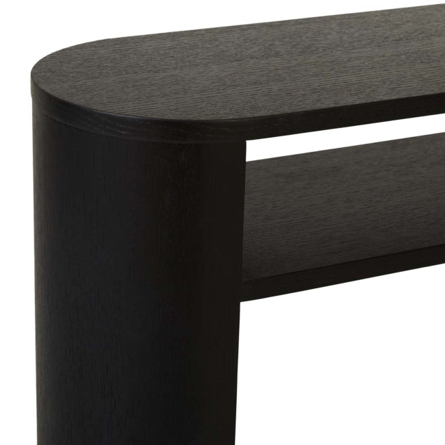 Classique Oval Small Shelf Console - Matt Black Oak