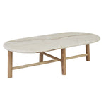 Artie Oval Marble Coffee Table - Brown Vein Marble - Natural Ash