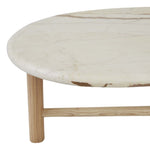 Artie Oval Marble Coffee Table - Brown Vein Marble - Natural Ash