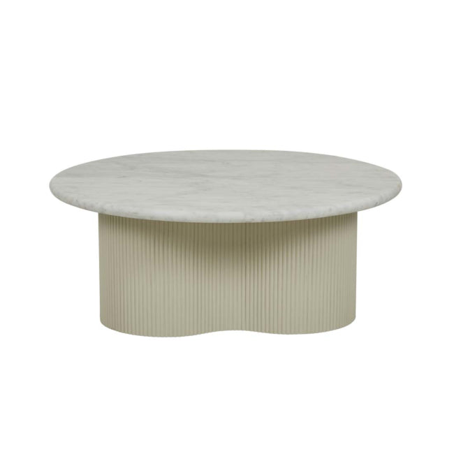 Artie Wave Ripple Coffee Table - Matt White Marble - Putty