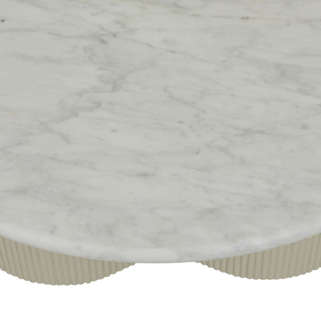 Artie Wave Ripple Coffee Table - Matt White Marble - Putty