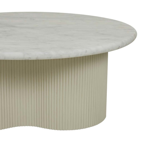 Artie Wave Ripple Coffee Table - Matt White Marble - Putty