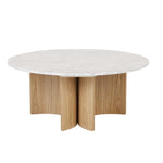 Oberon Eclipse Marble Coffee Table - Matt White / Natural Ash