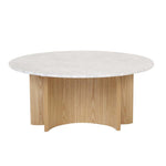 Oberon Eclipse Marble Coffee Table - Matt White / Natural Ash