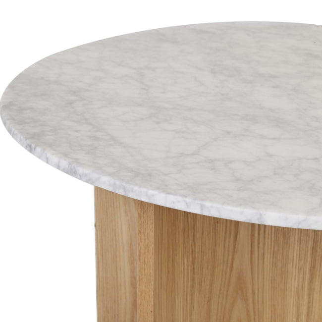 Oberon Eclipse Marble Coffee Table - Matt White / Natural Ash