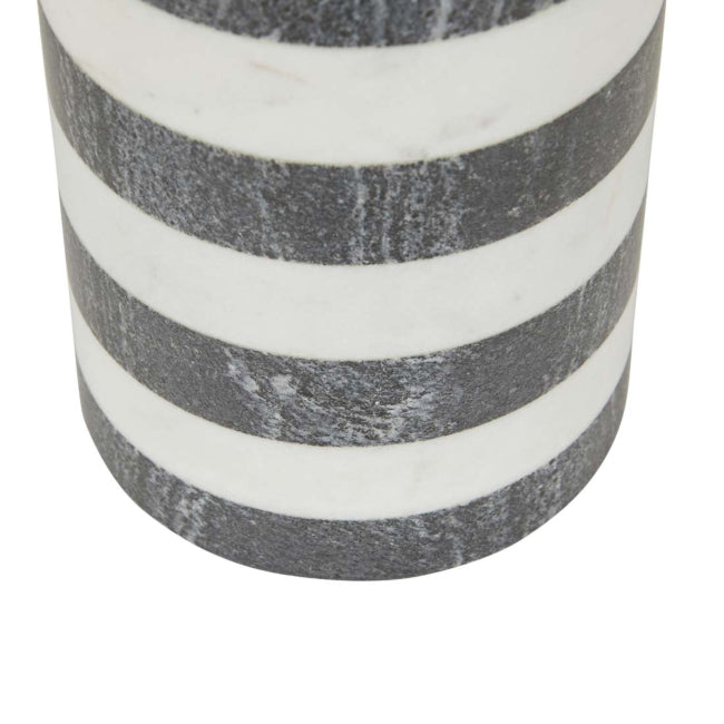 Rufus Stripe Sculpture - Black Marble - White Marble