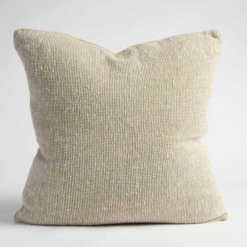 Verdure Linen Cushion - Natural/Green