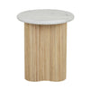 Artie Wave Ripple Side Table - Matt White Marble - Natural Ash