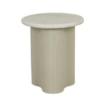 Artie Wave Ripple Side Table - Matt White Marble - Natural Ash