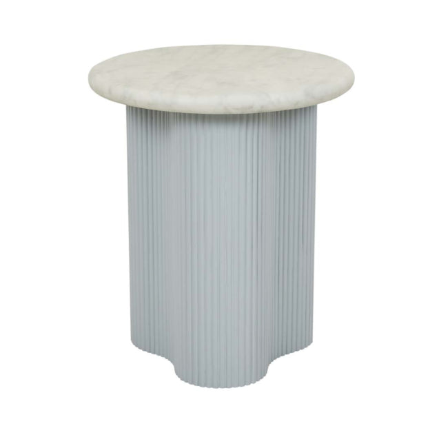 Artie Wave Ripple Side Table - Matt White Marble - Putty