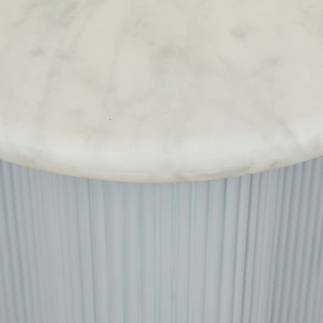 Artie Wave Ripple Side Table - Matt White Marble - Powder Blue