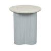 Artie Wave Ripple Side Table - Matt White Marble - Powder Blue