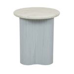 Artie Wave Ripple Side Table - Matt White Marble - Powder Blue