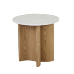 Oberon Eclipse Marble Side Table - Matt White / Natural Ash