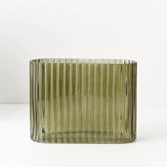 Vase Ripple Oval Olive