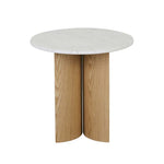 Oberon Eclipse Marble Side Table - Matt White / Natural Ash