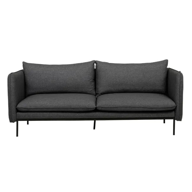 Vittoria Curve 3 Seater Sofa - Ash Tweed Black