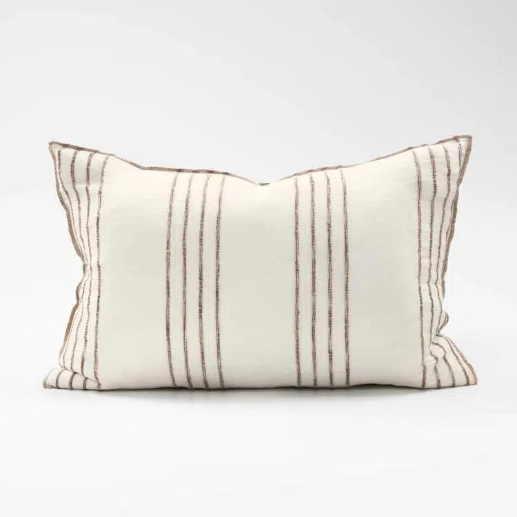 Rock Pool Linen Cushion - Natural w' Organic Stripe