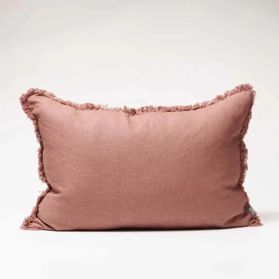 Luca Boho Linen Cushion - Desert Rose