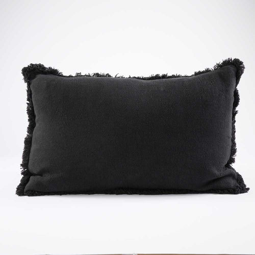 Luca Boho Linen Cushion - Black