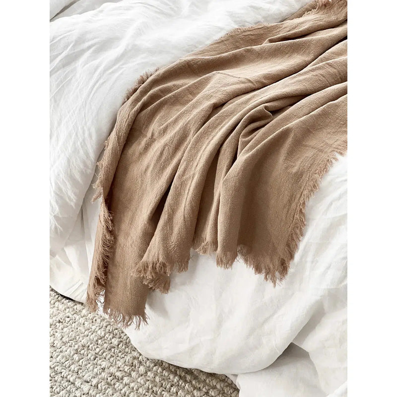 Ramie Fringed Throw - Husk