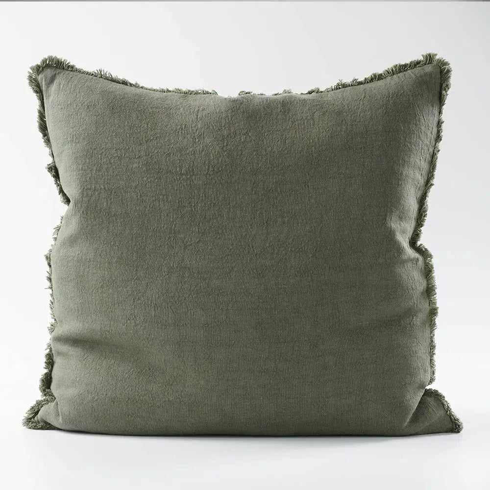 Luca Boho Linen Cushion - Khaki