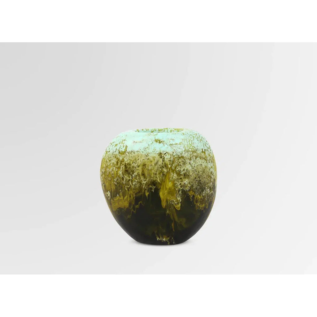Resin Skipping Stone Round Vase - Malachite