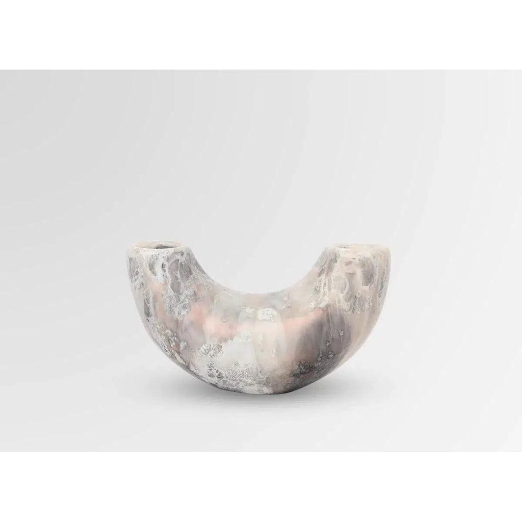 Small Resin Horn Vase - Sandy Pearl
